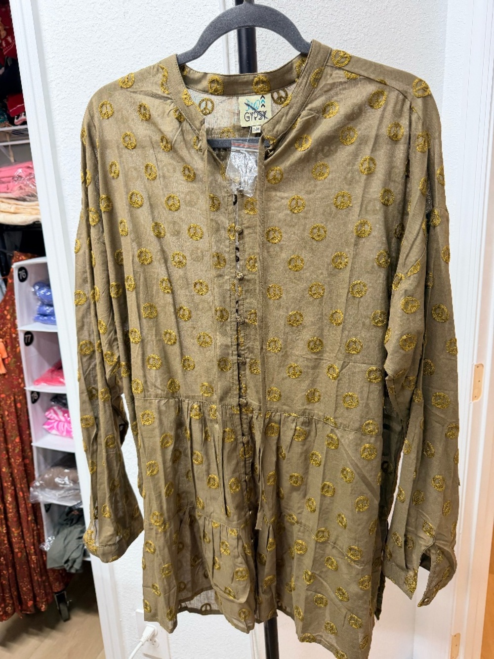 Jaded Gypsy " PEACE signs Tunic Blouse